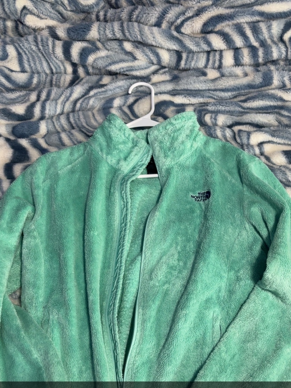 The North Face Mint Green Plush Full-Zip Fleece Jacket